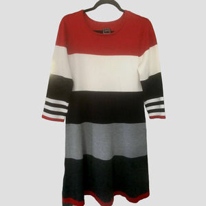 JH Jessica Howard Knit Sweater Dress Long Sleeve Striped Red Pullover Women L